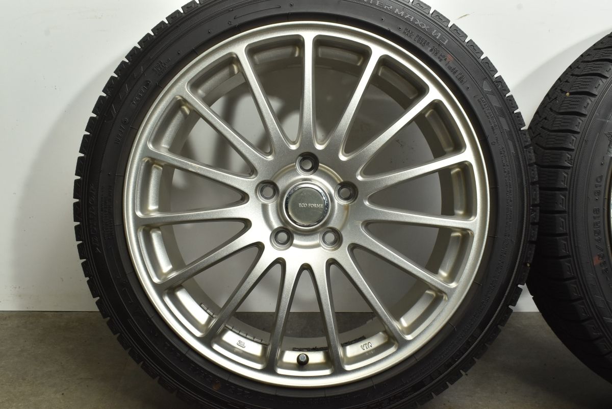 【良好品】エコフォルム 18in 7.5J +53 PCD114.3 ダンロップ ウィンターマックス 03 225/45R18 オデッセイ ヴェゼル レヴォーグ RX-8