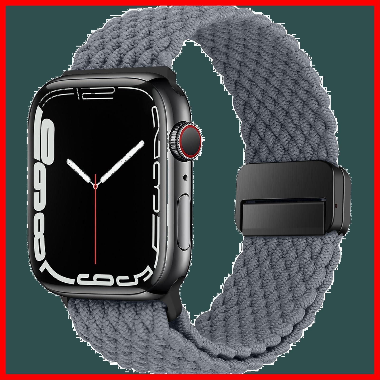 【人気商品】2 Ultra Ultraシリーズ Watch 10 9 Watch 8 Apple 7 Apple SE 6 49/46/45/44/42/41/40/38mm、磁気留め金付きのナイロン弾性編組バンド調節可能なスポーツアップルウォッチバンド付き