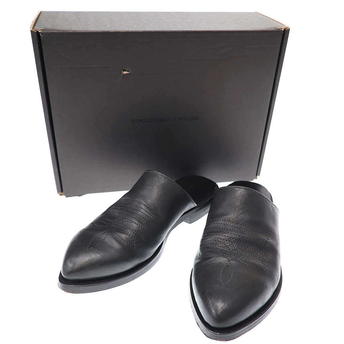 DIMISSIANOS-MILLER ディミッシアーノアンド ミラー EMBROIDERED SABOT ウエスタンサボ シューズ ブラック 40