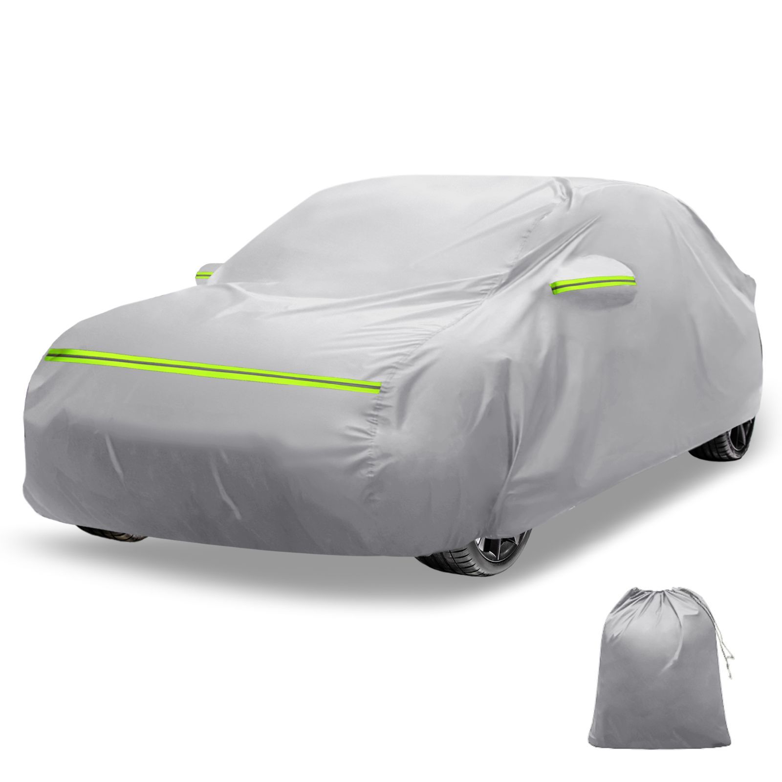 X AUTOHAUX トヨタ ライズRAIZE A200A A210A型 車ボディカバー 自動車カバー 防水生地-5層構造 裏起毛 塗装面保護 運転席ジッパー付き ドア開閉 防風ロープ 収納袋付き 日焼け 梅雨対策 車中泊 暑さ対策 シルバー