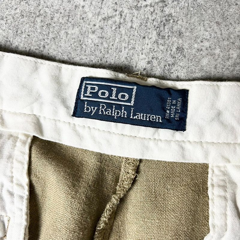 90s POLO RALPH LAUREN ノータック 100% リネン スラックス パンツ 36
