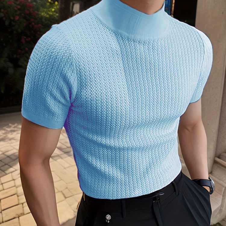 メンズ Tシャツ 半袖 ハイネック サマーニット インナーシャツ