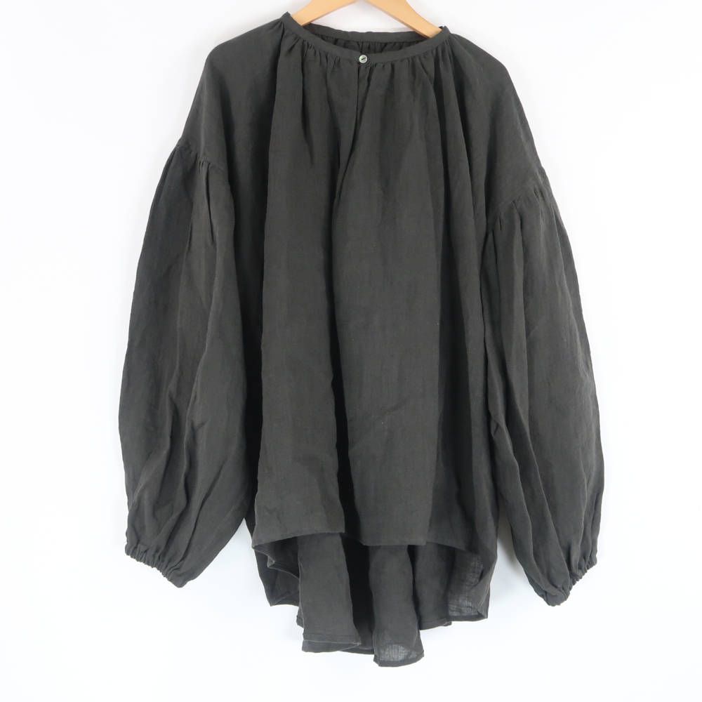 marihoja マリホジャ MHJ220101 Natural Dyed Linen Tunic トップス リネン100％ 長袖 チュニック ボリューム袖 レディース AK303A34