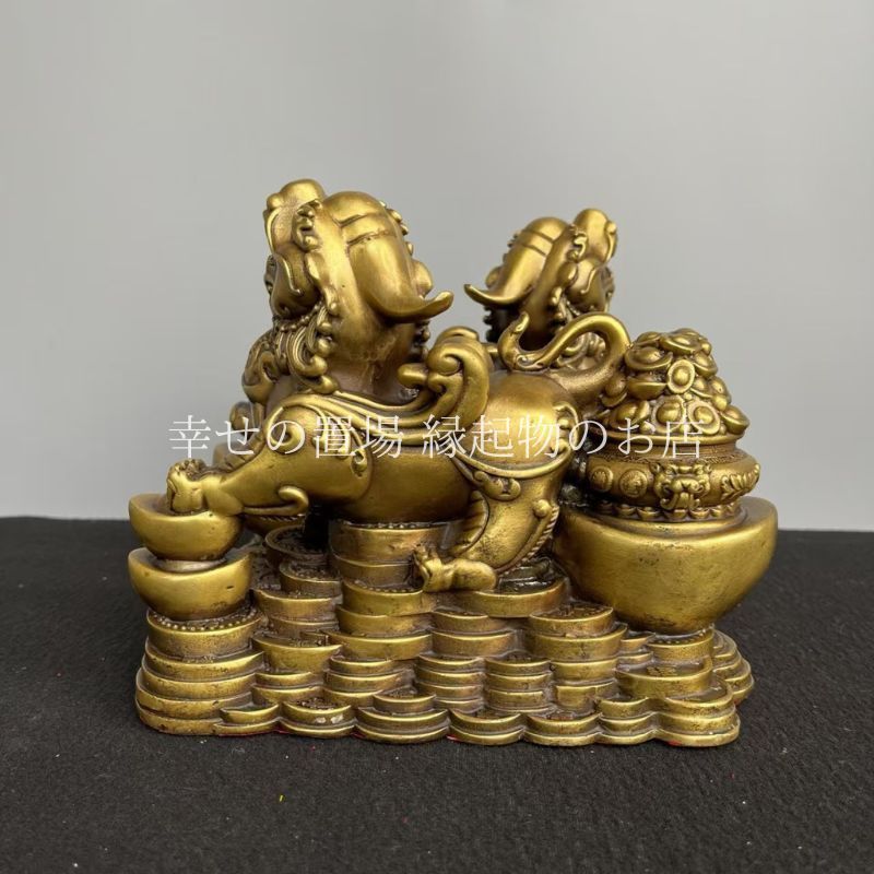 貔貅 獅子 シーサー 置物 オブジェ 2個セット ペア 風水 金運 財運