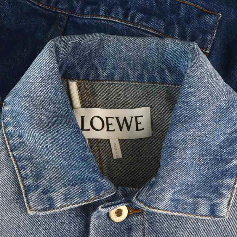 ロエベ LOEWE バックレザーパッチ再構築デニムジャケット Gジャン ジージャン 34 青 ブルー /MF □OS □SH - メルカリ