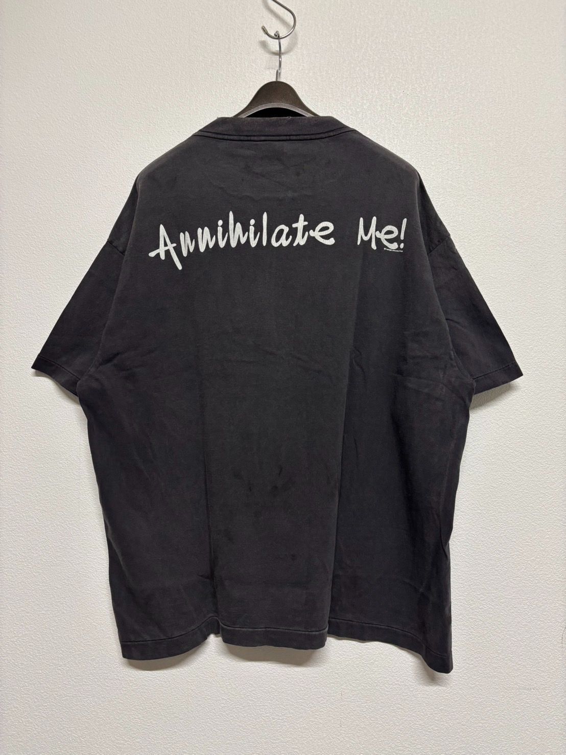 SAINT Mxxxxxx ウォッシュ加工のブラックプリントTシャツ Lサイズ SAINT Mxxxxxx ウォッシュ加工のブラックプリントTシャツ Lサイズ