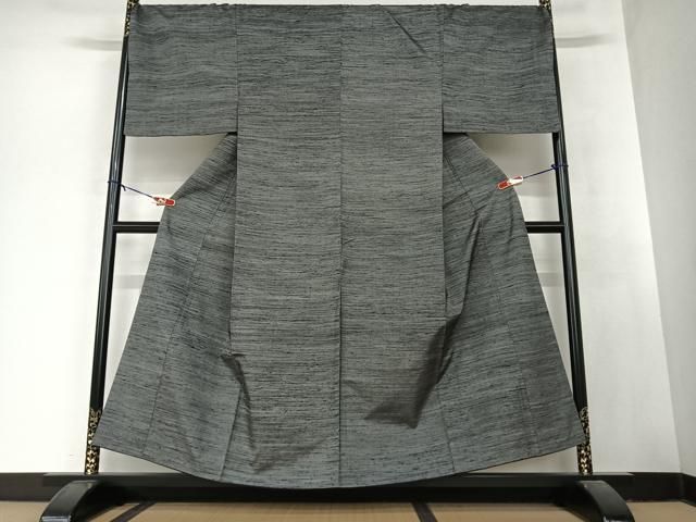 平和屋着物●男性 紬 アンサンブル 色無地 黒橡色 正絹 AABA8836zg