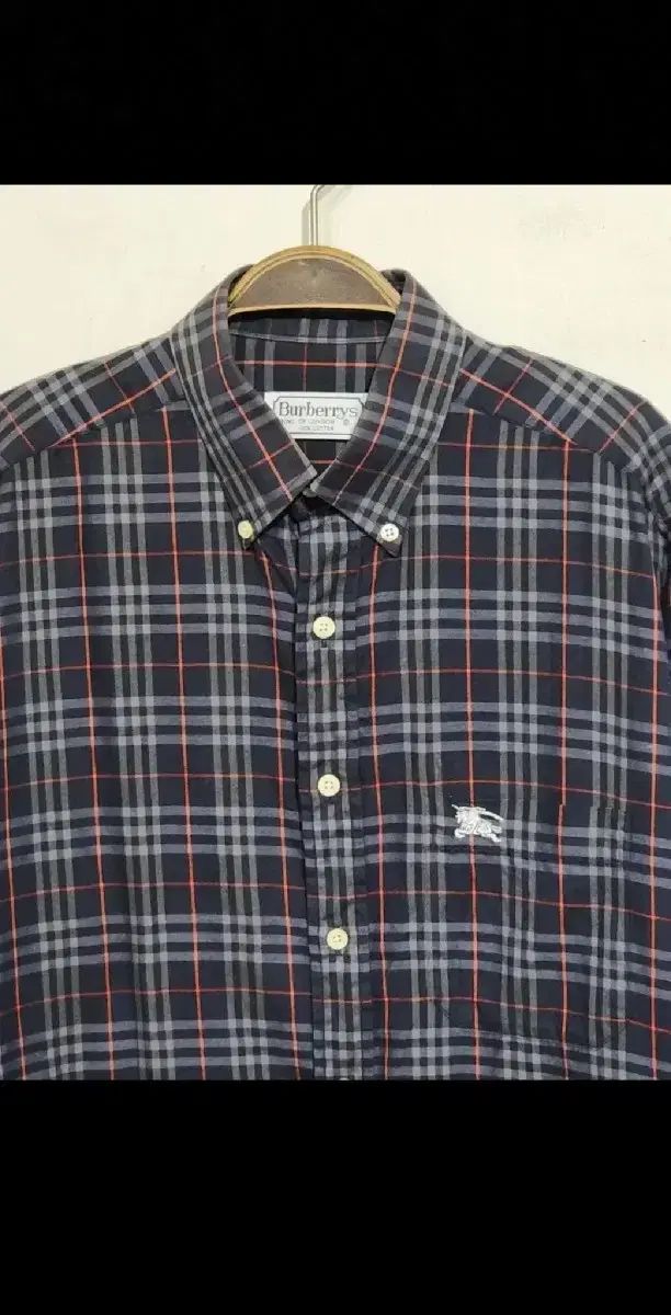 L BURBERRY バーバリー シャツ チェック柄 ネイビー ロゴ シャツ ポケット カジュアル