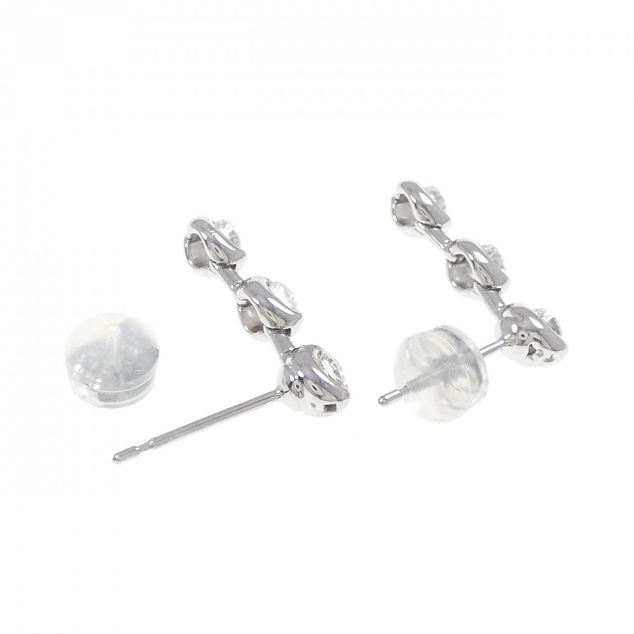 K14WG スリーストーン ダイヤモンド ピアス 0.60CT