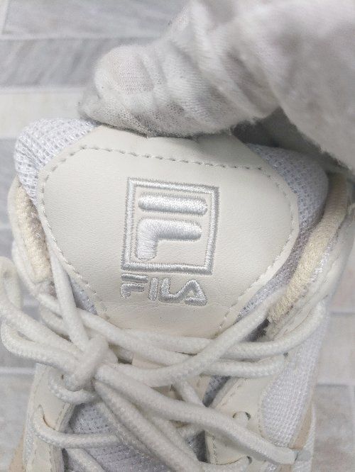 ◇ FILA フィラ ロゴ 厚底 レースアップ ローカット スニーカー シューズ サイズ24.5㎝ ホワイト ベージュ レディース P  【1402270011059】