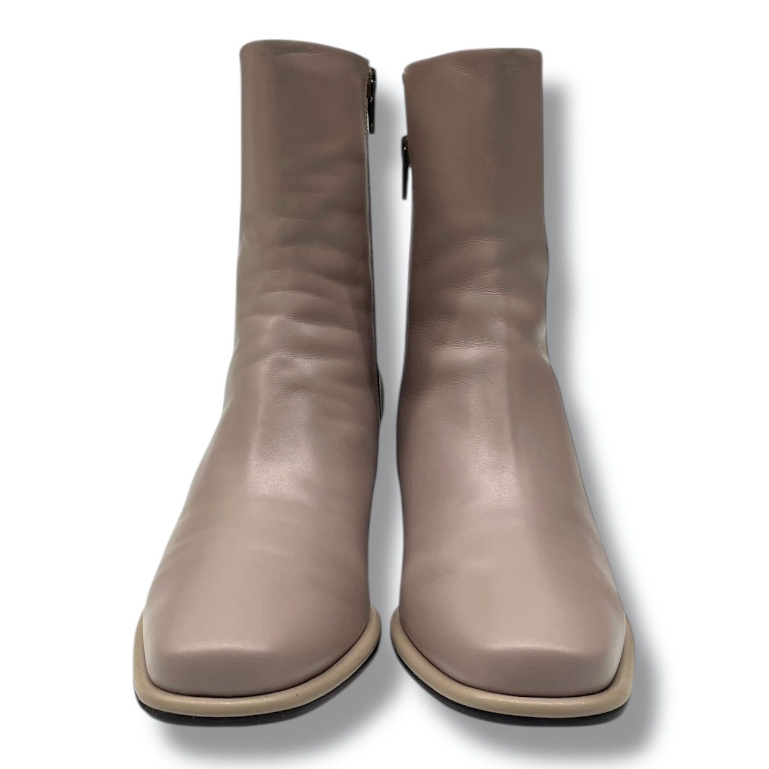 REFLET jouir ルフレジュイール ショートブーツ ブーティ ヒール サイドファスナー レザー 本革 シューズ 靴 5490 グレージュ 23.5cm レディース 秋 冬 ゴーゴー古着マルイファミリー溝口店 26 No.104