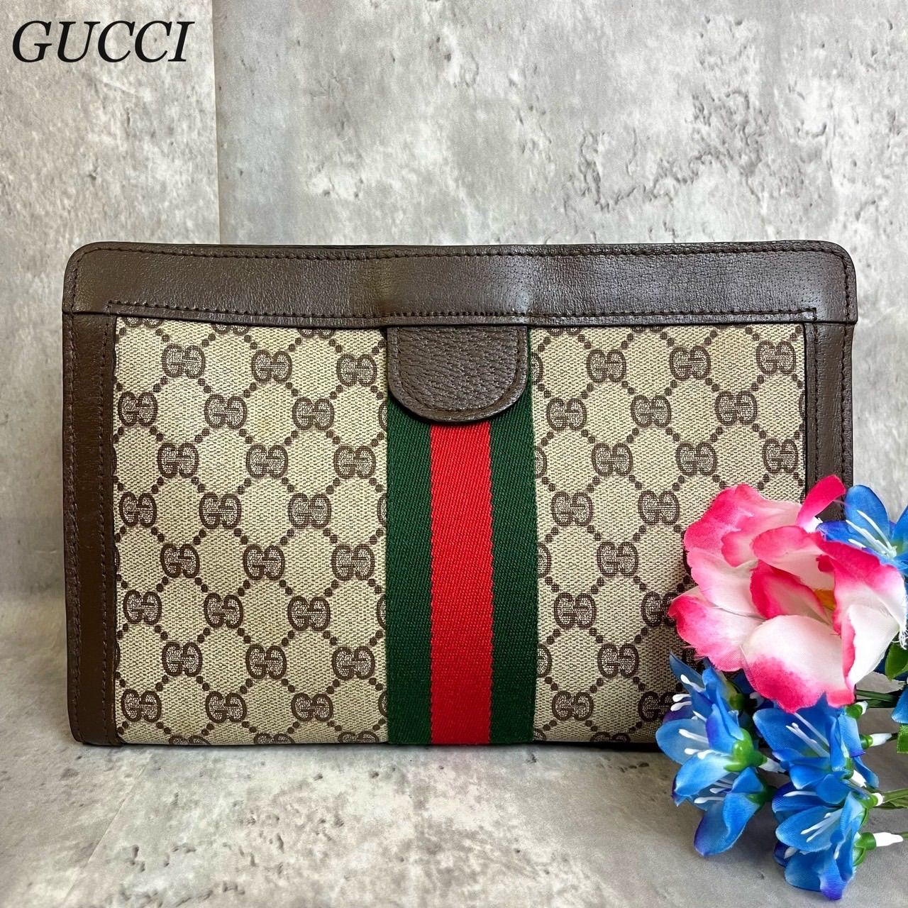 ✨良品✨GUCCI グッチ GG柄 シェリーライン クラッチバッグ PVC