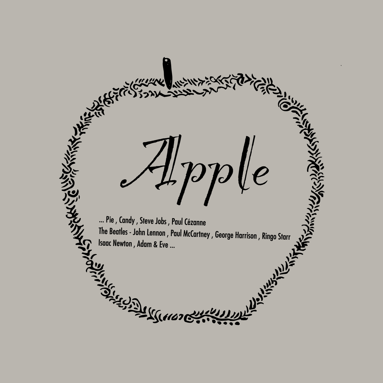 グラフィックロングTシャツ　Think Apple Mono / White -Long-