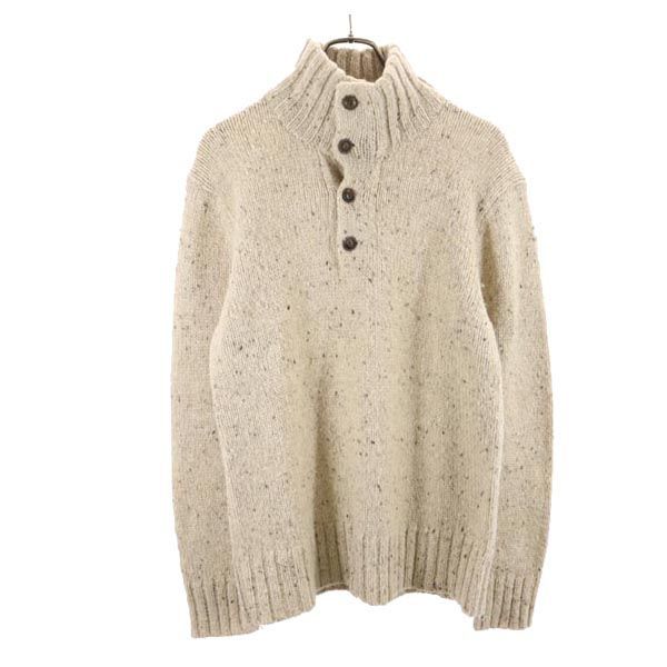ポロバイラルフローレン 長袖 アルパカブレンド ハーフボタン セーター L ベージュ系 Polo by Ralph Lauren ニット メンズ 古着 【231221】