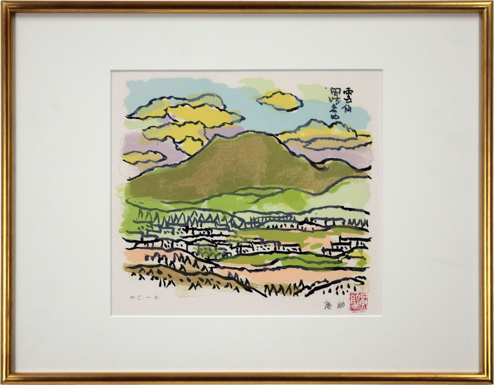 リトグラフ版画　田崎広助　「パリの裏町」197/200 リトグラフ版画 田崎広助 「パリの裏町」197/200