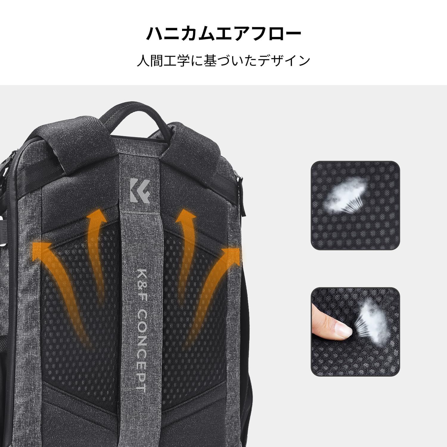 グレー-軽量化 [K&F Concept] カメラバッグ リュック バックパック 大