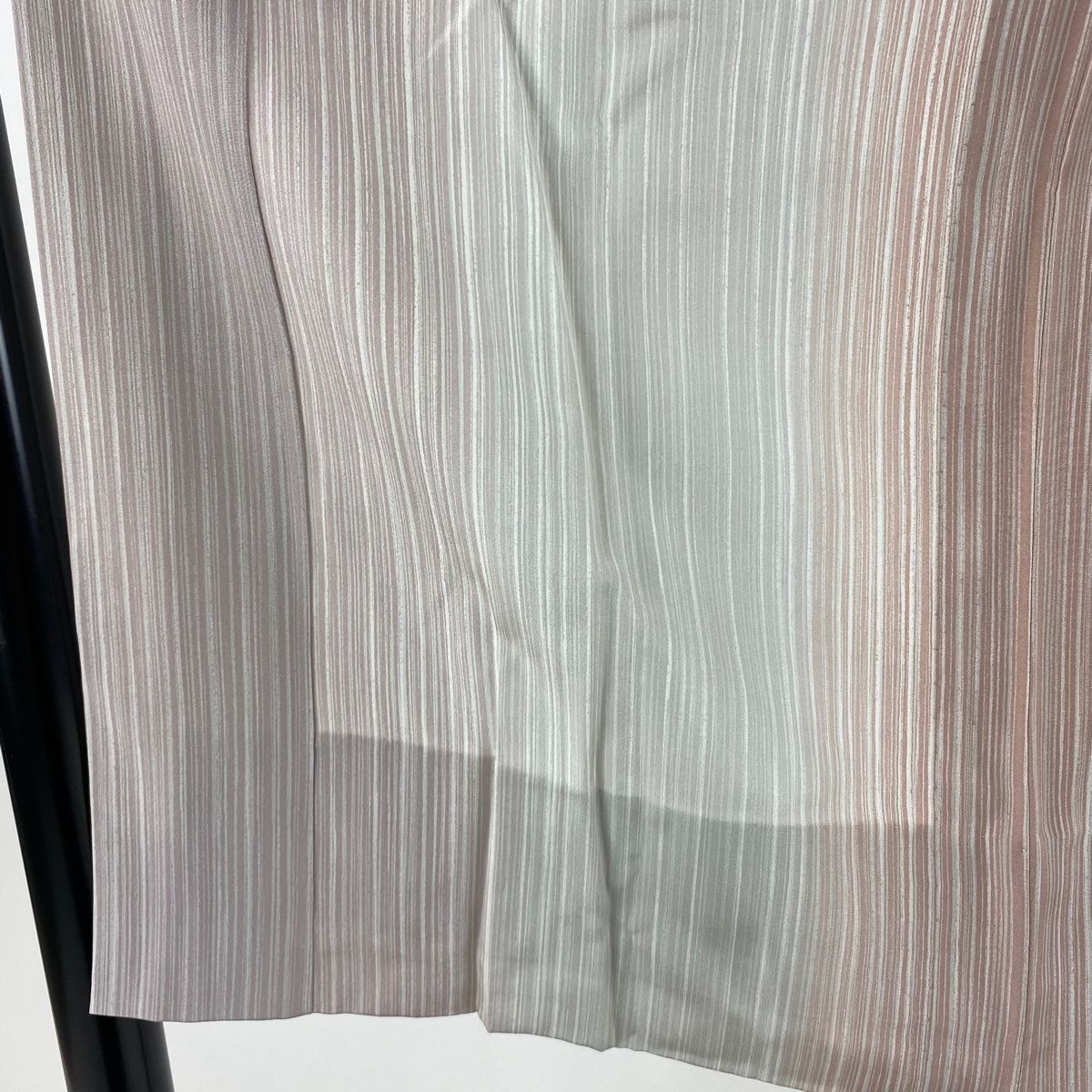 長襦袢 身丈123.5cm 裄丈67.5cm L 縦縞 灰紫 正絹 秀品