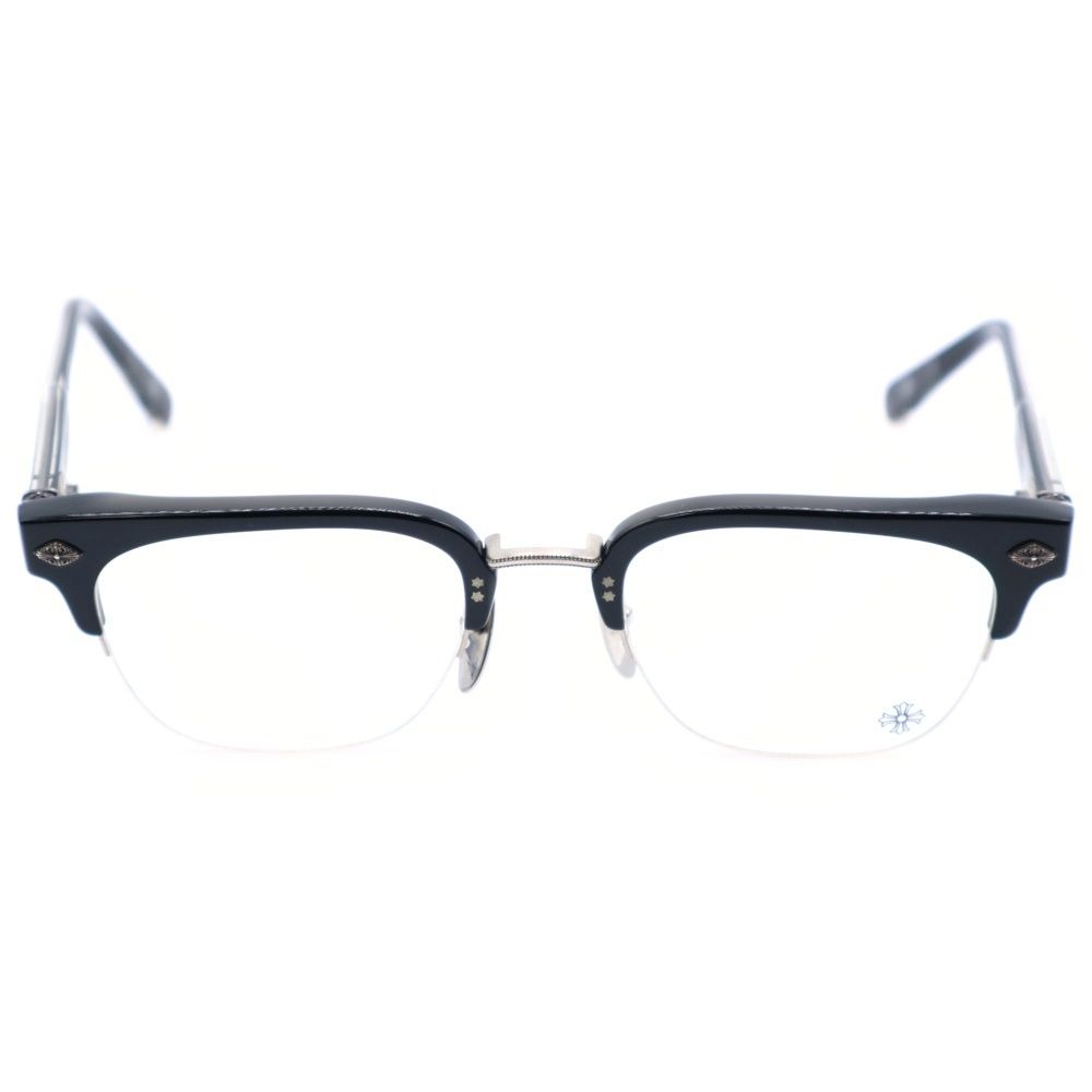 CHROME HEARTS クロムハーツ NEENERS トップリム クロス クリアレンズ メガネ 眼鏡 アイウェア ブラック|シルバー