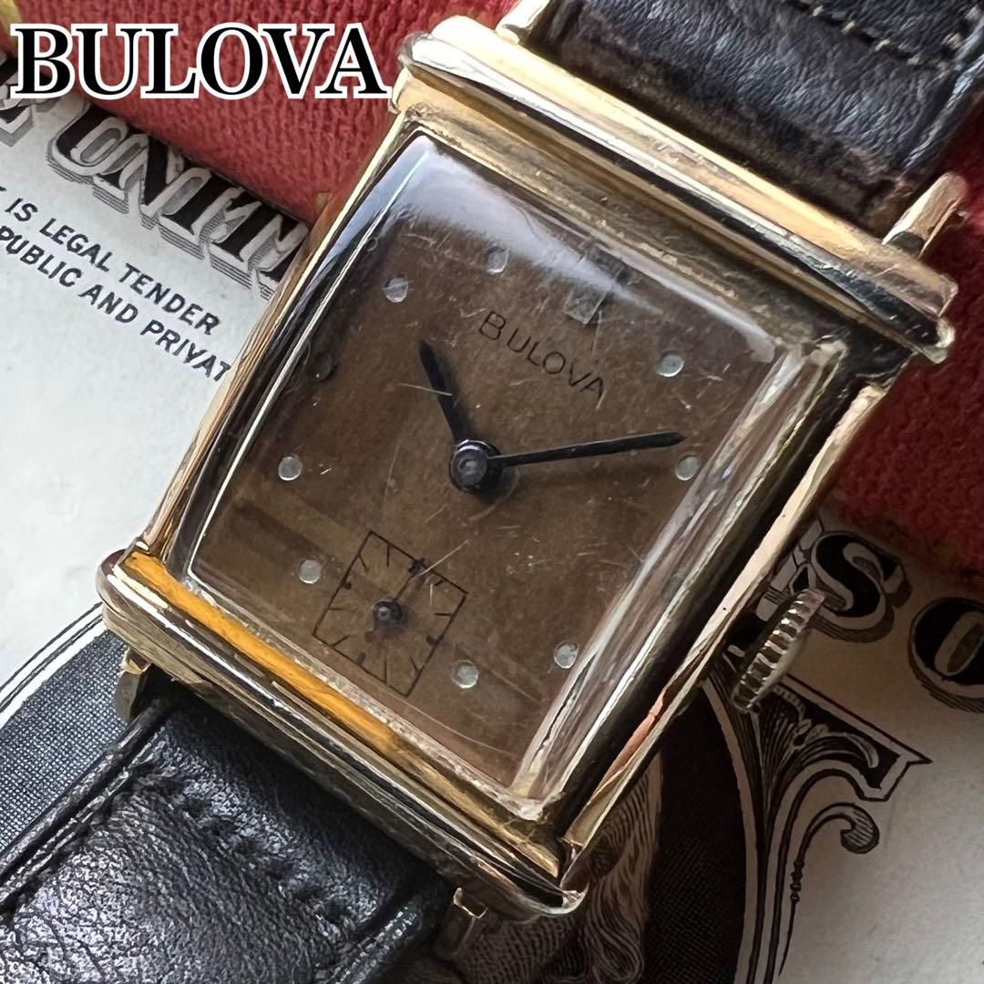 素晴らしい 【動作良好】BULOVA/ブローバ/メンズ腕時計/手巻き/10K 金