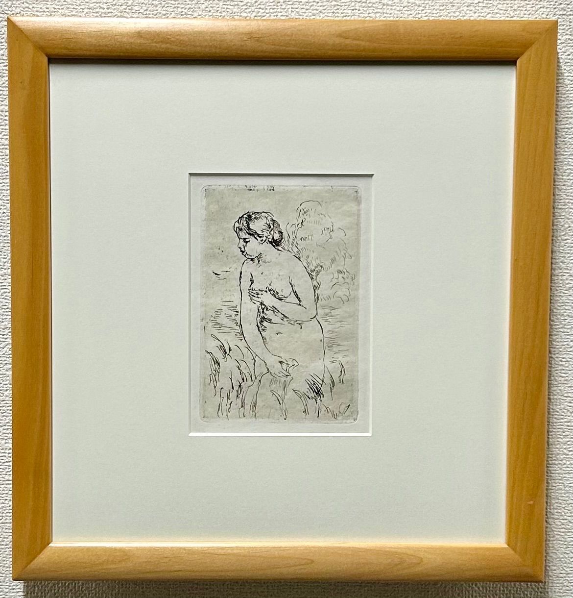 額付】【真作】ルノワール『水浴びする女性』銅版画 1910年作 detail23