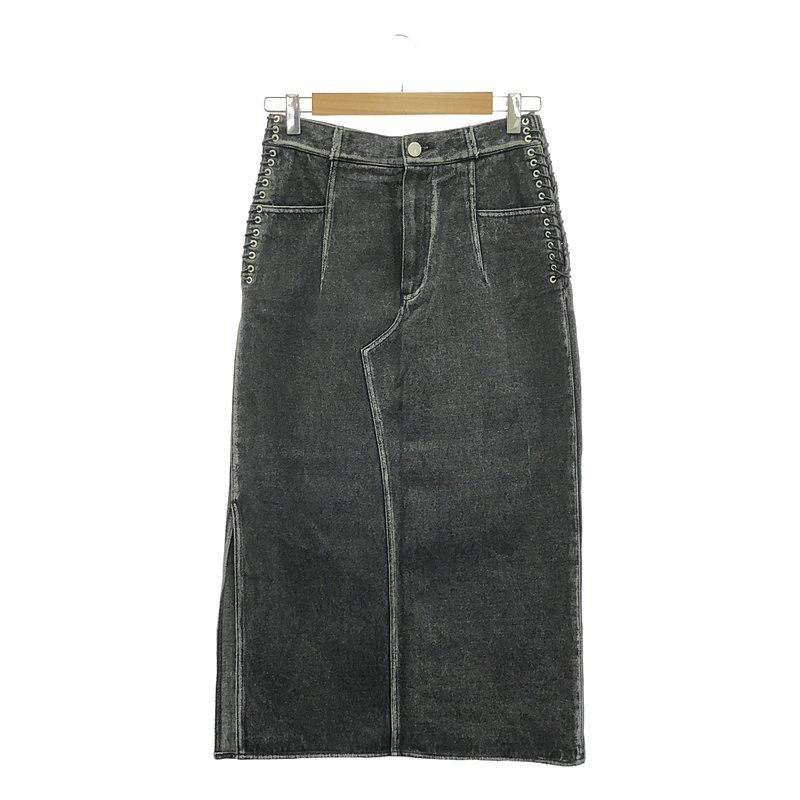 3.1 Phillip Lim | スリーワンフィリップリム | レースアップ ブラックデニム ロングスカート | 0 | ブラック | レディース