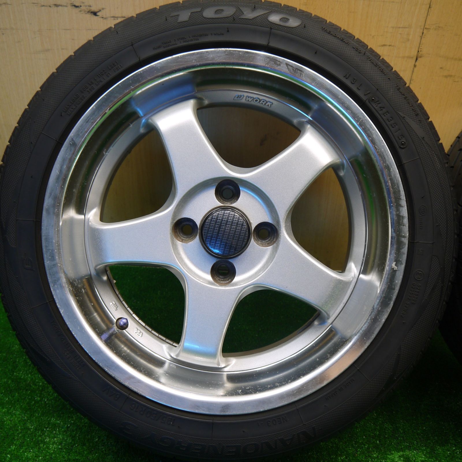 バリ溝 9.5分 2本 WORK MEISTER S1 195 50R16 トーヨー ナノエナジー3 ワーク マイスター 16インチ PCD100 4H 5100803Hノ