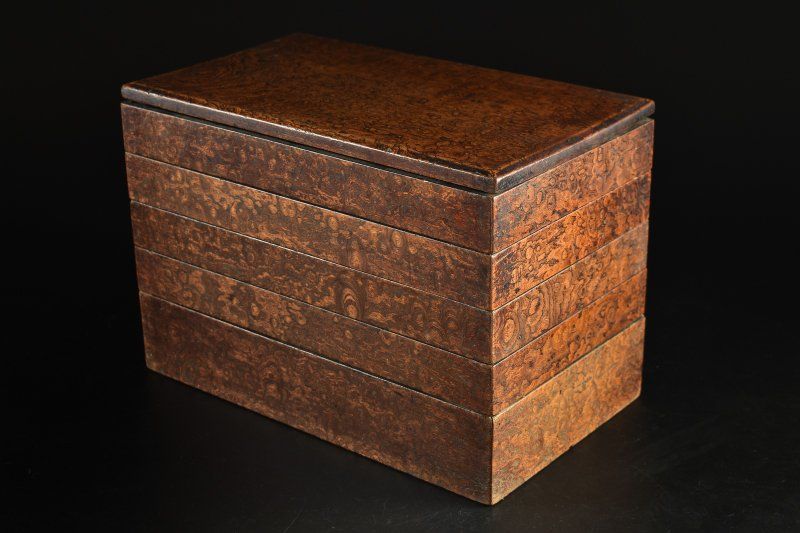 蔵A5564a 杢目 五段箱 小箱 レトロ