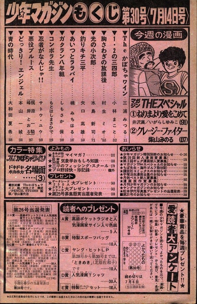 「１９８２年　マガジン年間販売」 Yahoo!オークション - 講談社【週刊 少年マガジン 1982年