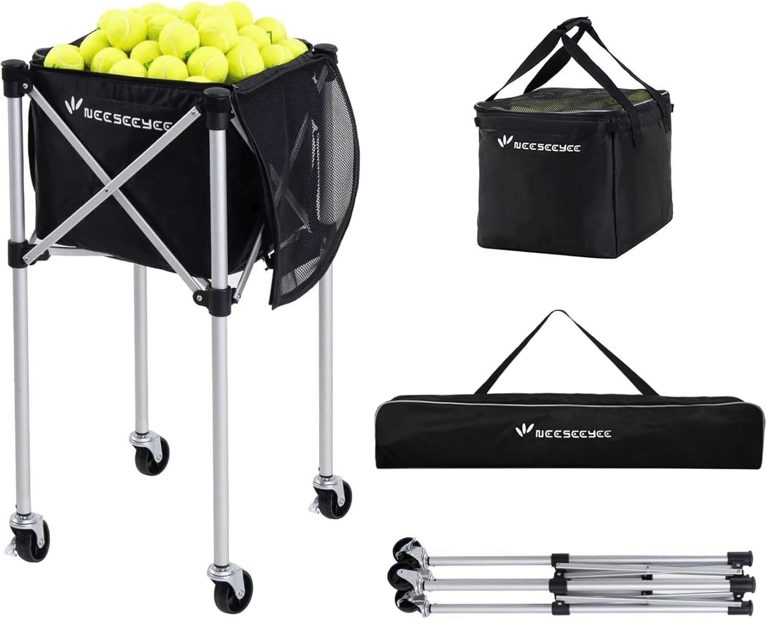 テニス ボールバスケット 150球収納 テニス用ボールかご テニスボールカート コート備品 ボールバスケット（ロックピンキャスター付）練習用 ボール収納カゴ 野球、ソフトボール、テニス