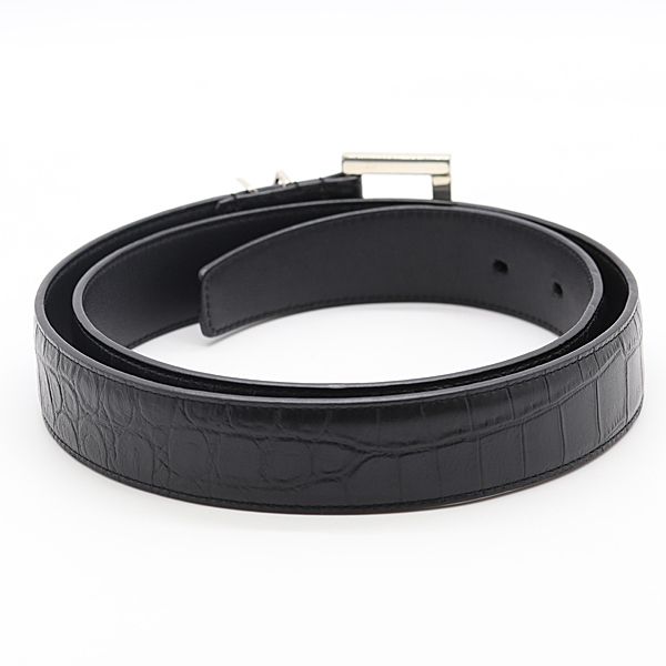 イヴサンローラン☆レディースベルト☆ブラック☆シルバー金具 カサンドラ ベルト（ブラックレザー） ブラック | Saint Laurent