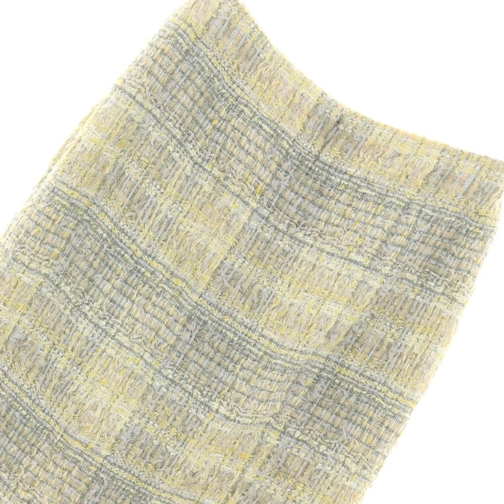 シャネル CHANEL レーヨンナイロンコットンウール チェック スカート オフホワイトxイエロー サイズ34 レディース GULLKHAN_COM