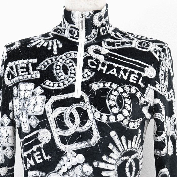 シャネル CHANEL その他トップス ココマークジップ コットン ブルゾン ブラック×ホワイト シャネル CHANEL ココマークジップ コットン ブルゾン その他