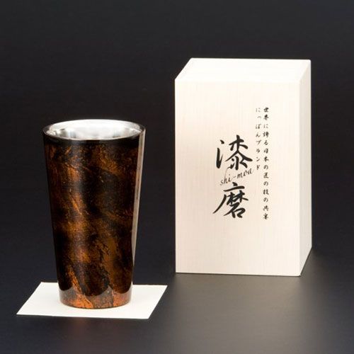 ウチキ 漆磨 漆塗りカップ 白檀 びゃくだん ストレートカップ 黒 二重構造 SCW L 501