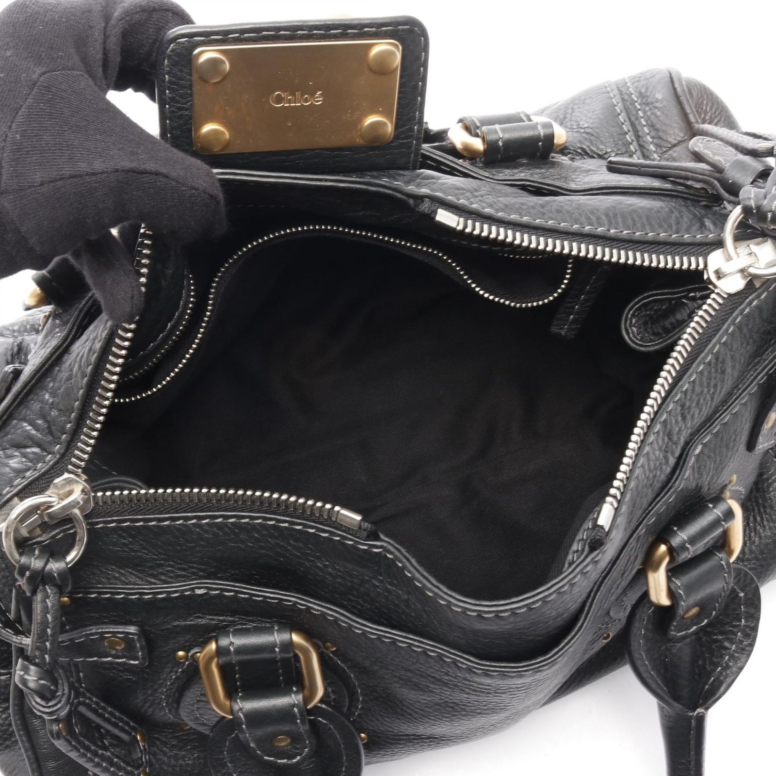 美品 Chloe クロエ パディントン ハンドバッグ 黒 ブラック 本革