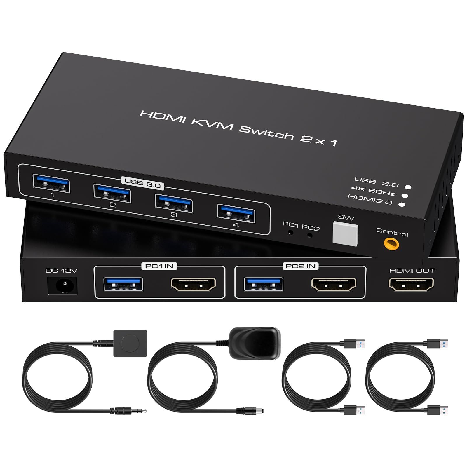 4k 60hz HDMI USB3.0 切替器 4K 60Hz HDMI USB3.0 KVM 切替器 SW200 HDMI 2入力1出力 スイッチャー セレクター 2PC 共有 手動 スイッチ HDTV プロジェクター モニター