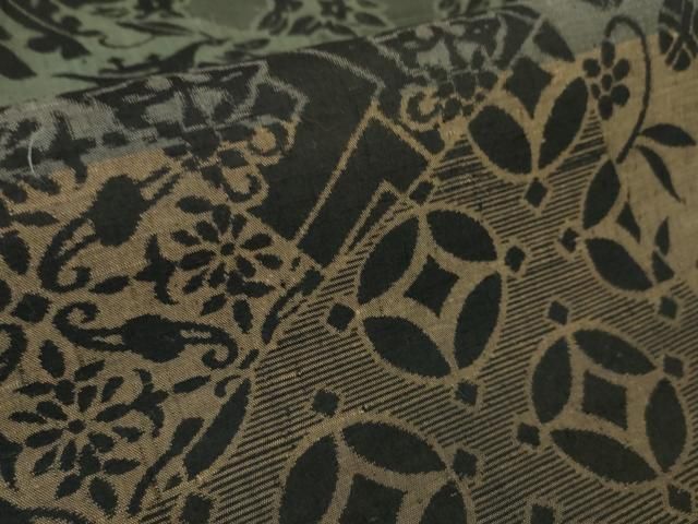 平和屋本店□極上 本真綿紬 柿渋染 切嵌 名物裂 証紙付き