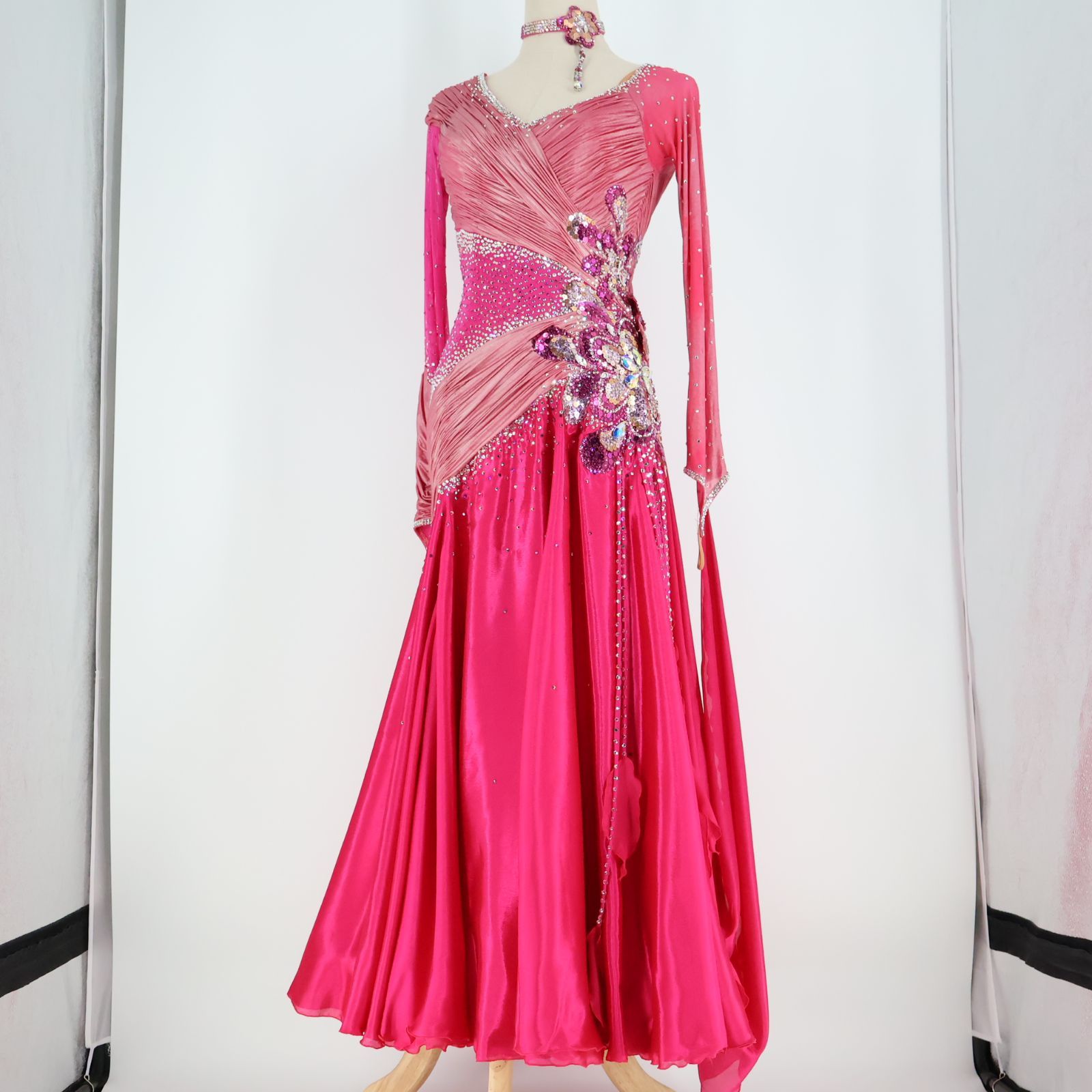 イギリス製 社交ダンス衣装】ピンク Chacott チャコット chrisanne