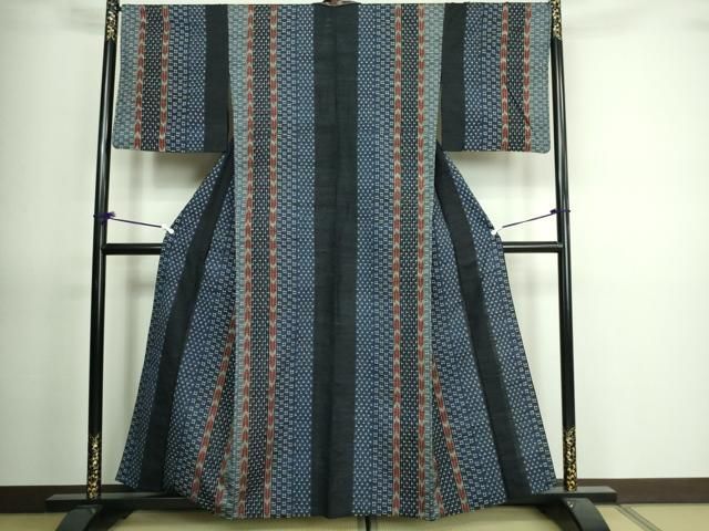 平和屋着物○上質な紬 色無地 濃藍色 正絹 逸品 AAAY9918np