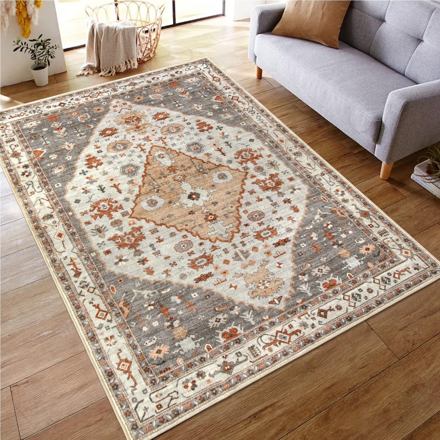 オールシーズン適用 140×200cm 絨毯 エスニック風 ラグマット 1.5畳 洗える ふわふわ おしゃれ 滑り止め 低反発 カーペット 防ダニ 防臭 軽量 ラグ 防音マット 室内用 デスクマット ダイニングマット HAOCOO ホットカーペット対応 アンテ