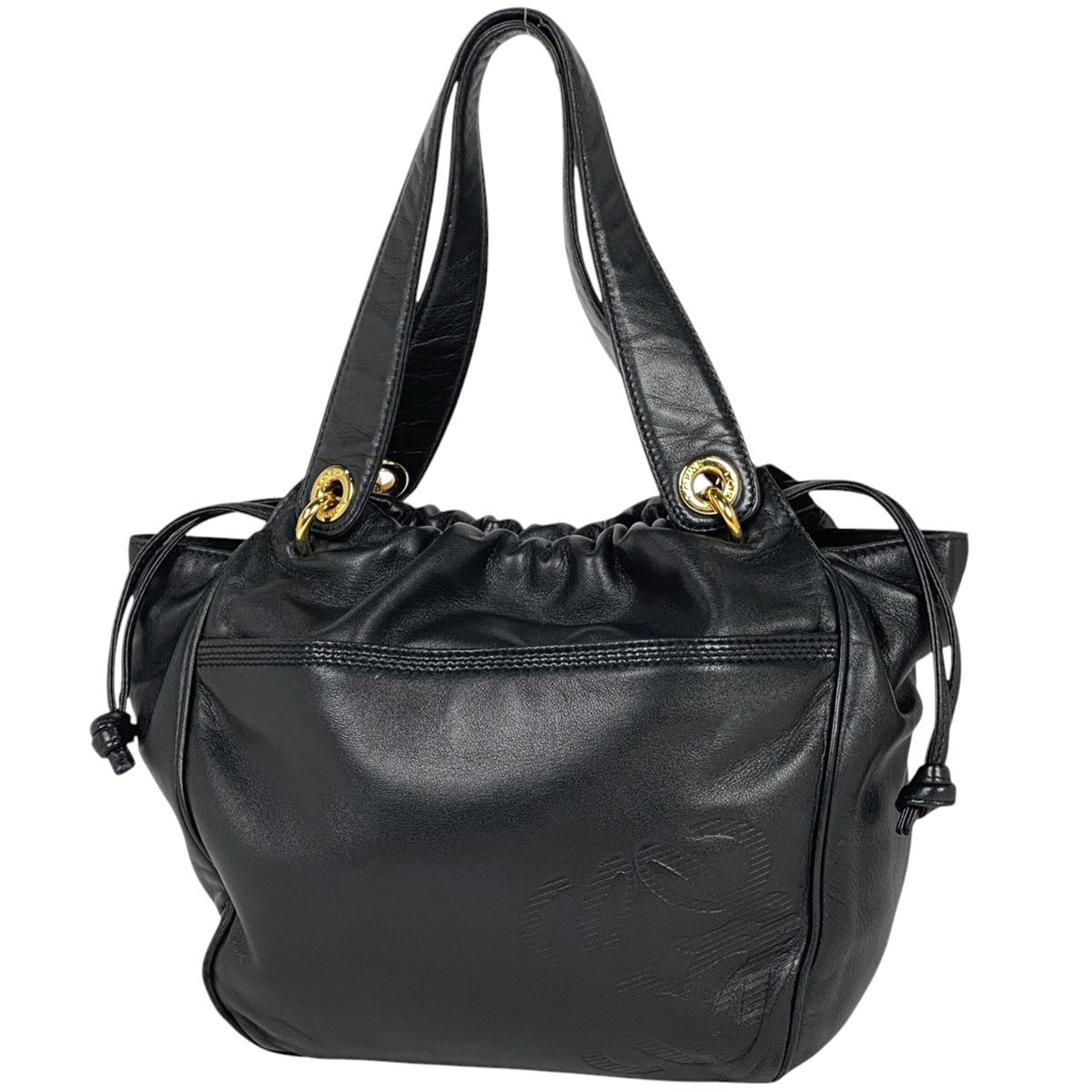 良品 LOEWE ロエベ アナグラム ハンドバッグ 巾着 VINTAGE LOEWE アナグラム巾着バッグ - mozme