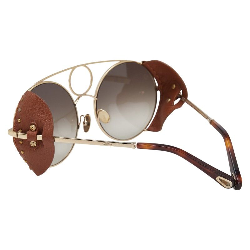 クロエ シエラ CE148SL ゴールド ブラウン メッキ プラスチック レザー レディース Chloe 245-34366