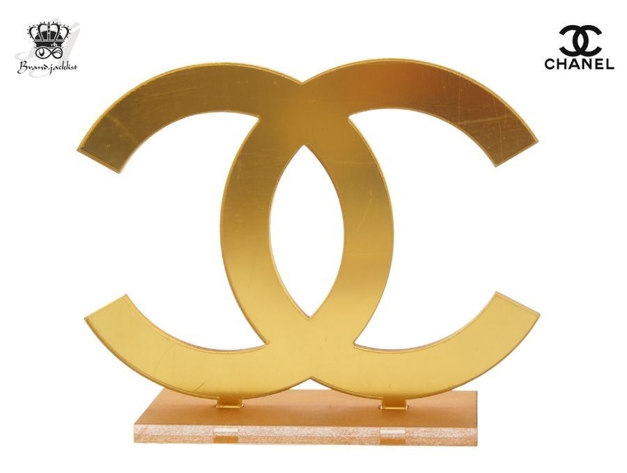 シャネル 店舗ディスプレイ オブジェ 置物 ゴールド ココマーク 台座 保護フィルム付き CHANEL Used 開封品