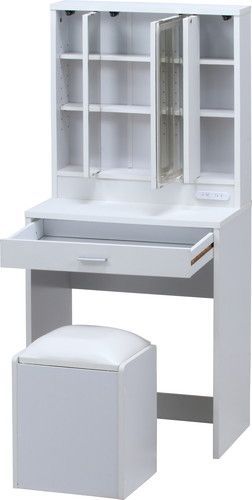 送料込】三面鏡ドレッサー ホワイト LEDライト付き