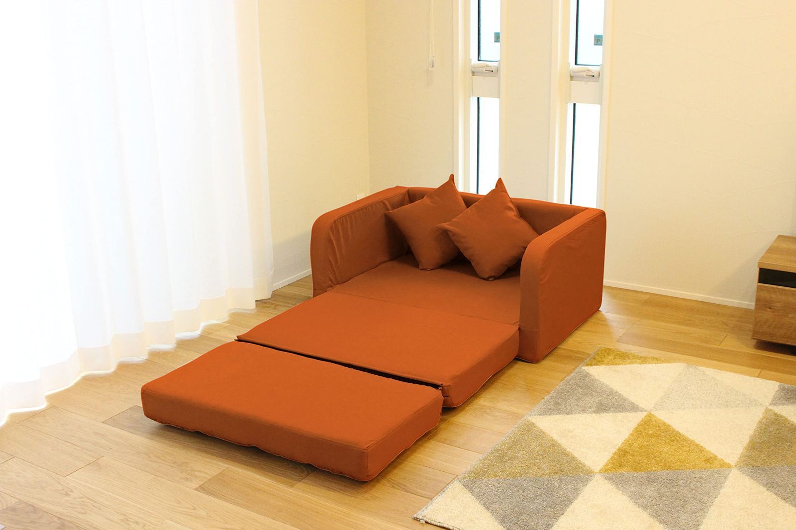 在庫セール H670 SH 280 mm ベッド時W1030 x x x D720 ソファー時W1030 D1800 オレンジ x 3WAY コンパクトカウチソファ H500 床高 150 mm ビータ Vita