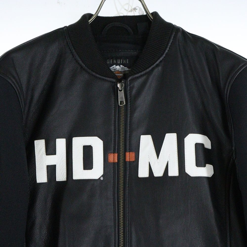 ハーレーダビッドソン 加工 ワッペンロゴ ナイロン/レザー 切り替えライダースM Harley Davidson - HARLEY DAVIDSON ハーレーダビッドソン H-D