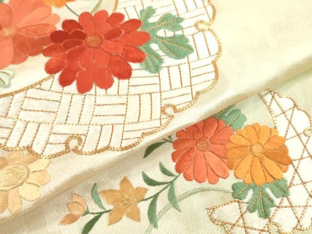 【訪問着】 駒刺繍・雪輪重ね吉祥文・暈し染め・金彩・正絹❣️逸品✨No.1364 平和屋着物○訪問着 駒刺繍 雪輪草花文 暈し染め 金彩 正絹 逸品