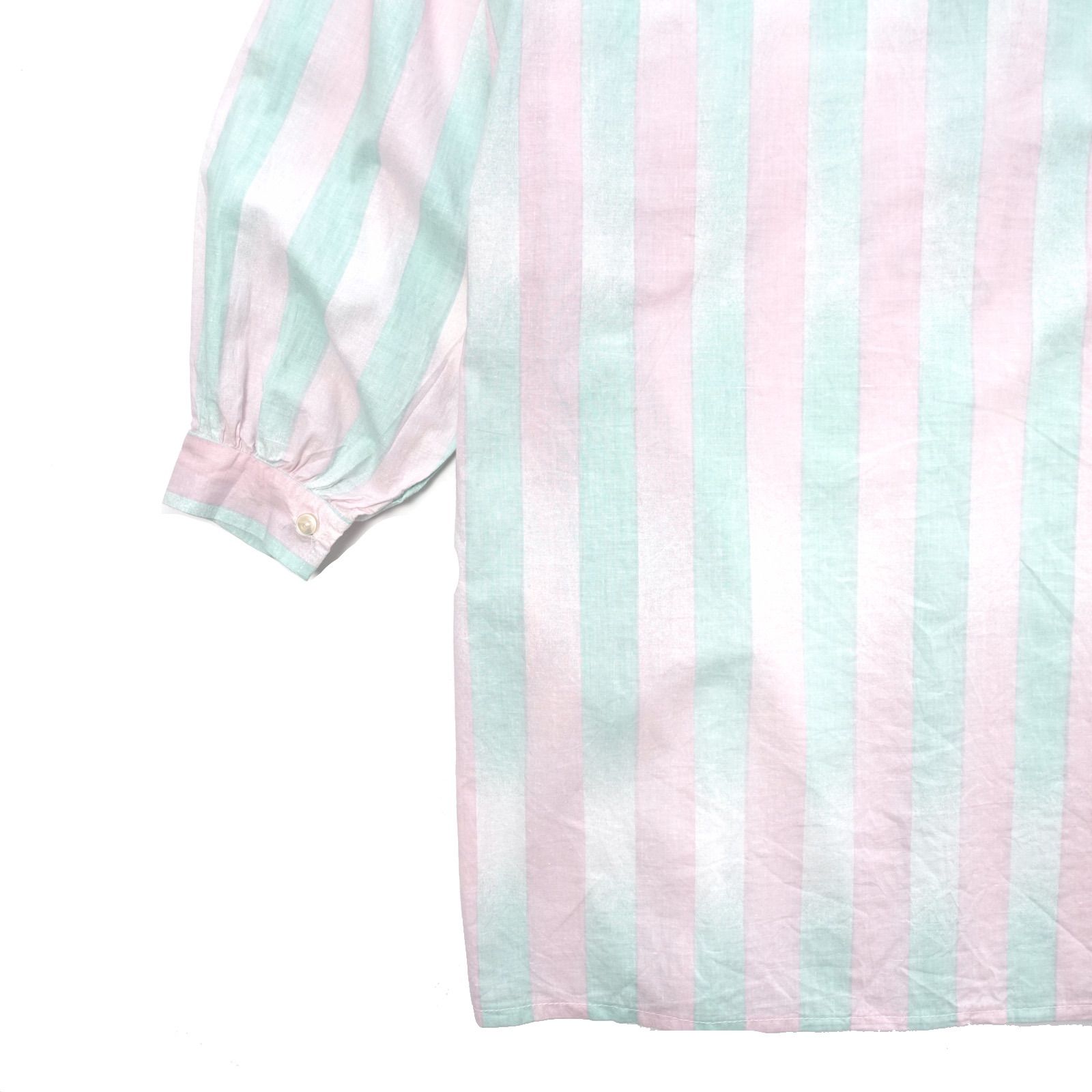 ロリポップグランパシャツ ストライプシャツ ミントグリーン ピンク - メルカリShops