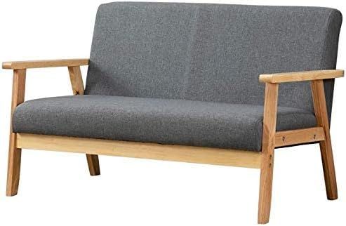 【数量限定】Vesgantti ソファ2人掛け 幅113cm ファブリック かんたん組立 一人暮らしシンプル おしゃれ ナチュラル 天然木(グレー)