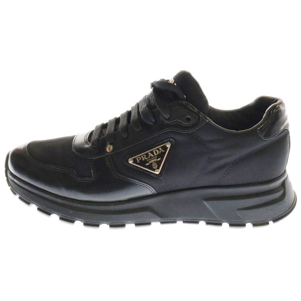 PRADA プラダ PRAX 01 Re-Nylon トライアングルロゴプレート リナイロン ブラッシュド レザー ローカットスニーカー ブラック 2EE369