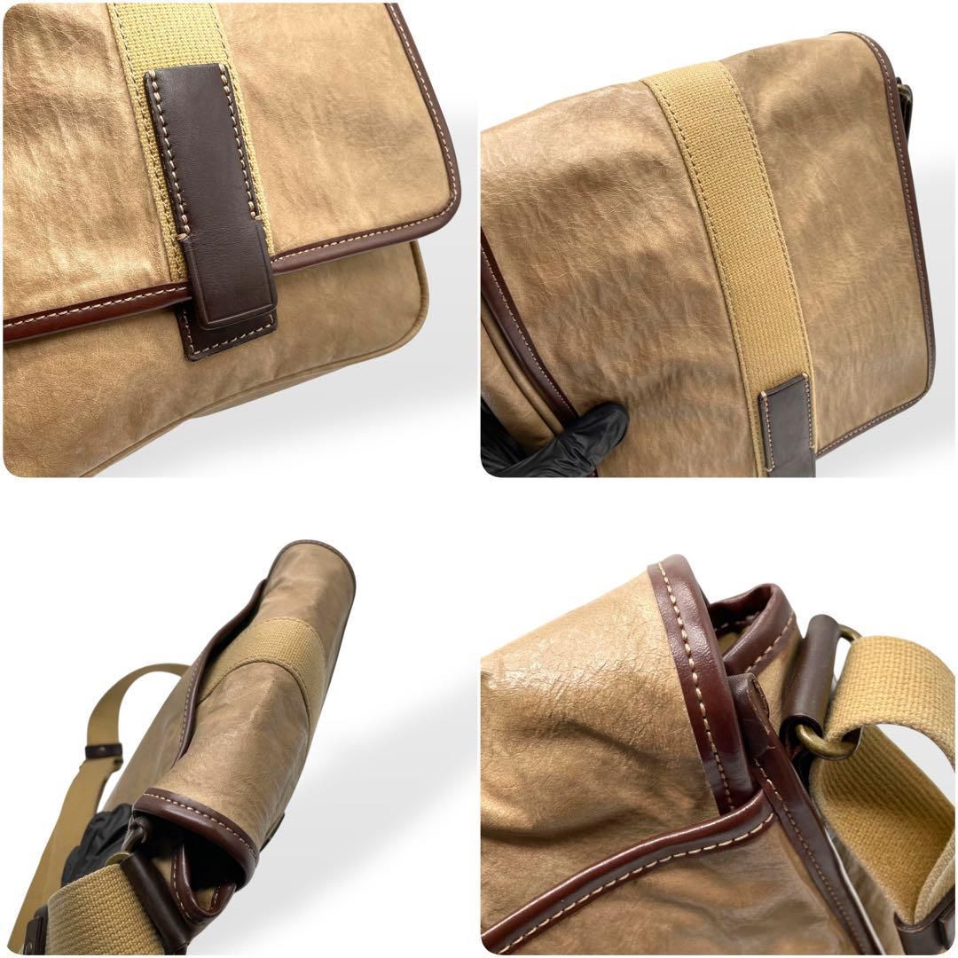 極美品 TAKEO KIKUCHI ショルダーバッグ クラプトン ベージュ 革